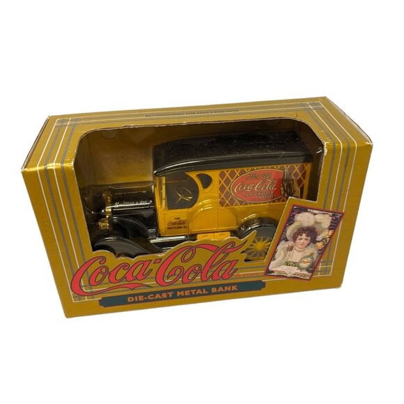 Vintage 1993 Coca-Cola Die-Cast Metal Bank Yellow Delivery Truck 9432 ERTL 1:25 - Picture 2 of 4